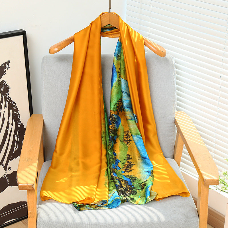 21203  Printed Extra-Long Lightweight Polyester Layering Scarf