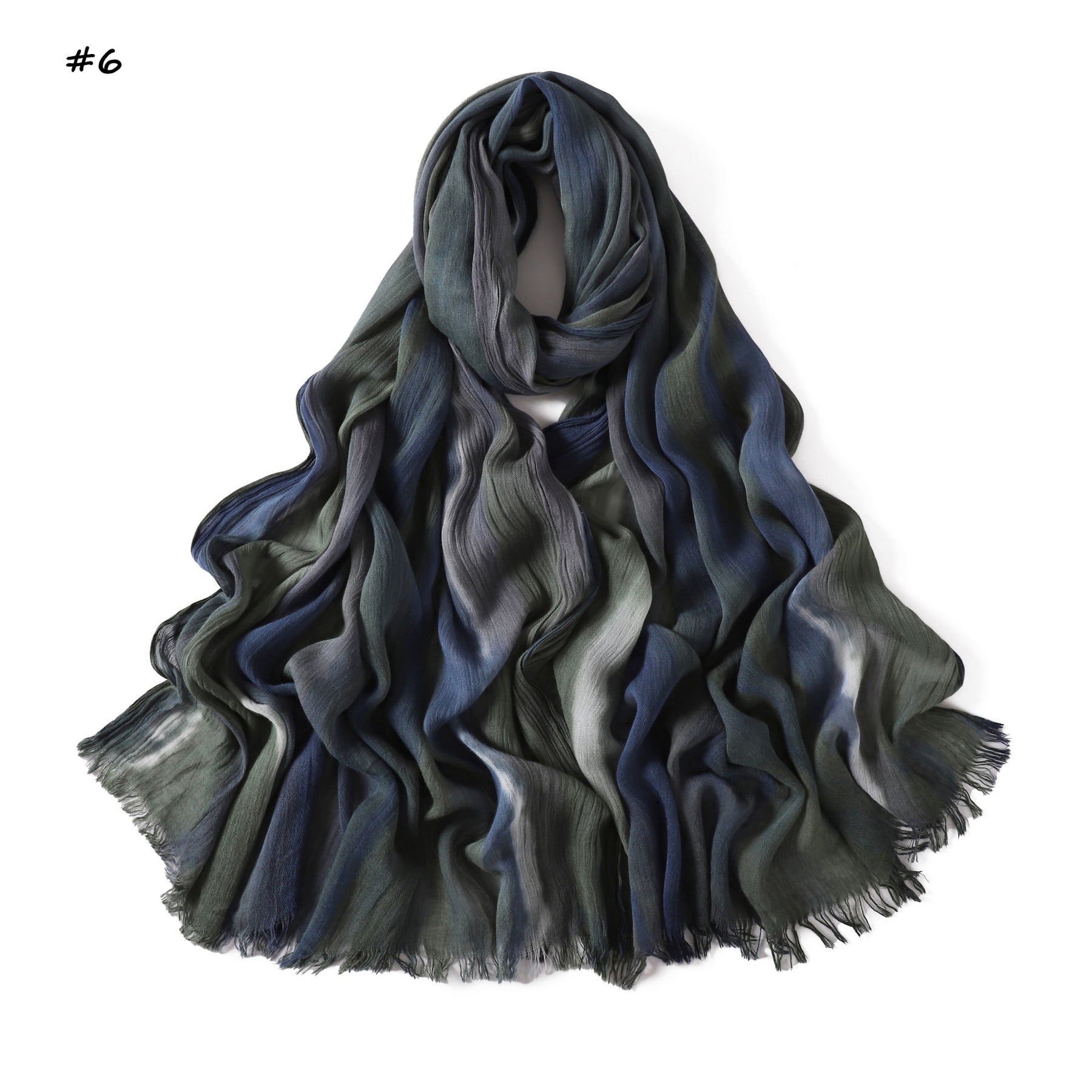 YZ331  Gradient Viscose Crinkle Long Hijab Lightweight Breathable