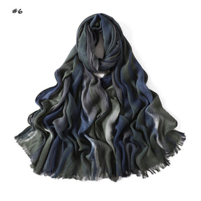 YZ331  Gradient Viscose Crinkle Long Hijab Lightweight Breathable