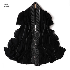 YZ324  Plain Pearl Chiffon Hijab with Rhinestones