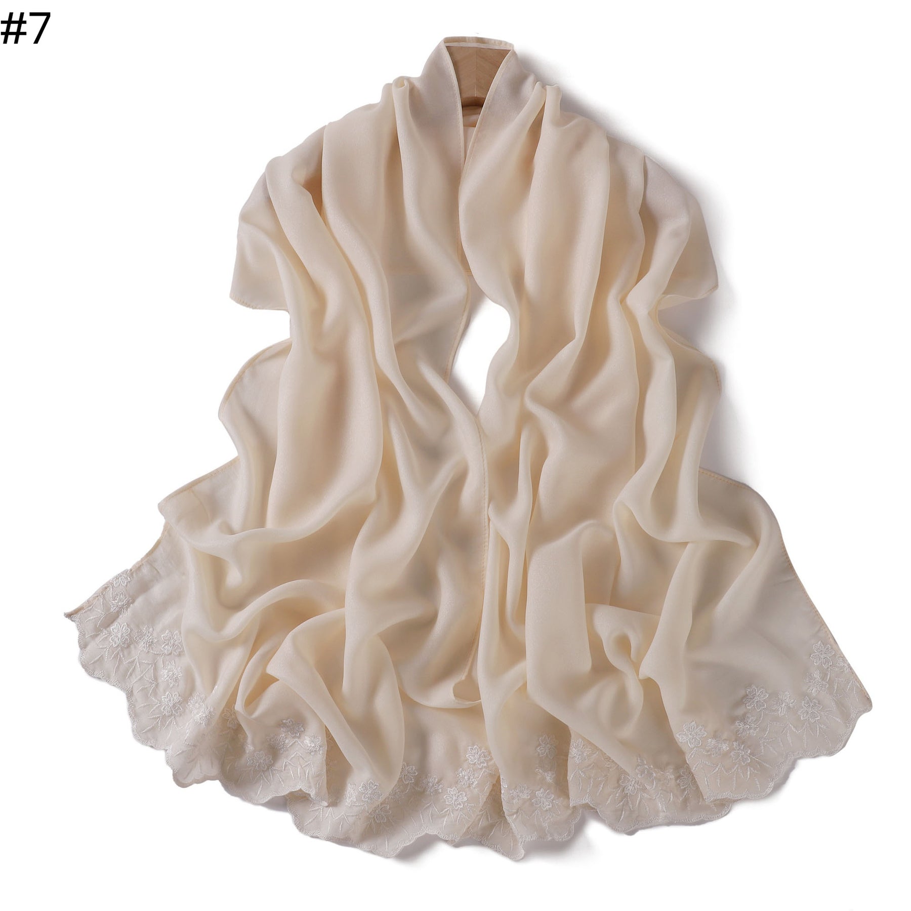 YZ339  Plain Embroidered Ends Shimmer Chiffon Hijab