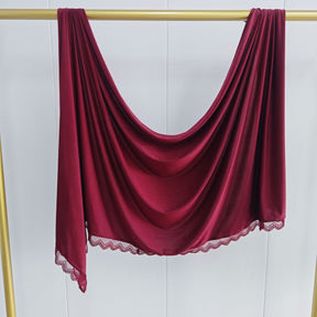 MLSL-457  Liquid Jersey Hijab with Lace L-Shaped Trim