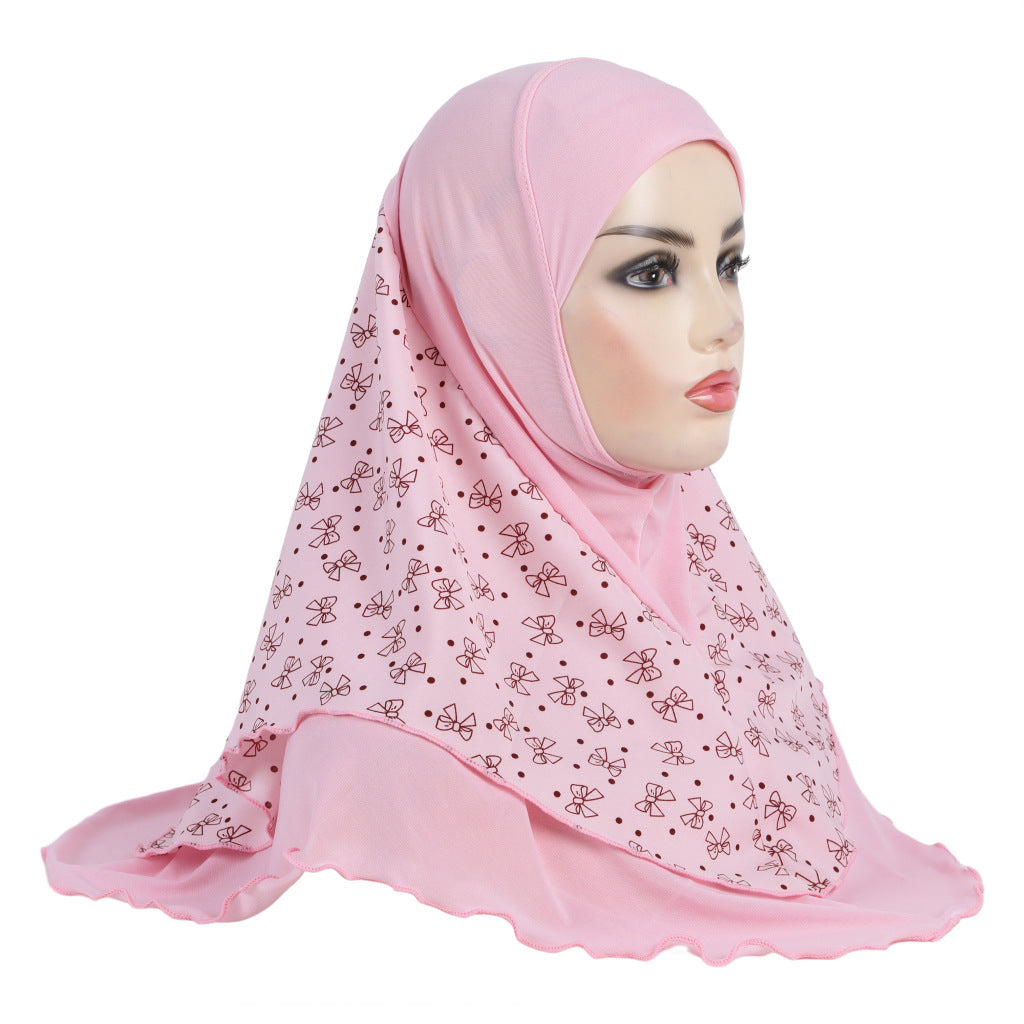 H326  Printed patchwork tulle hat and hijab child