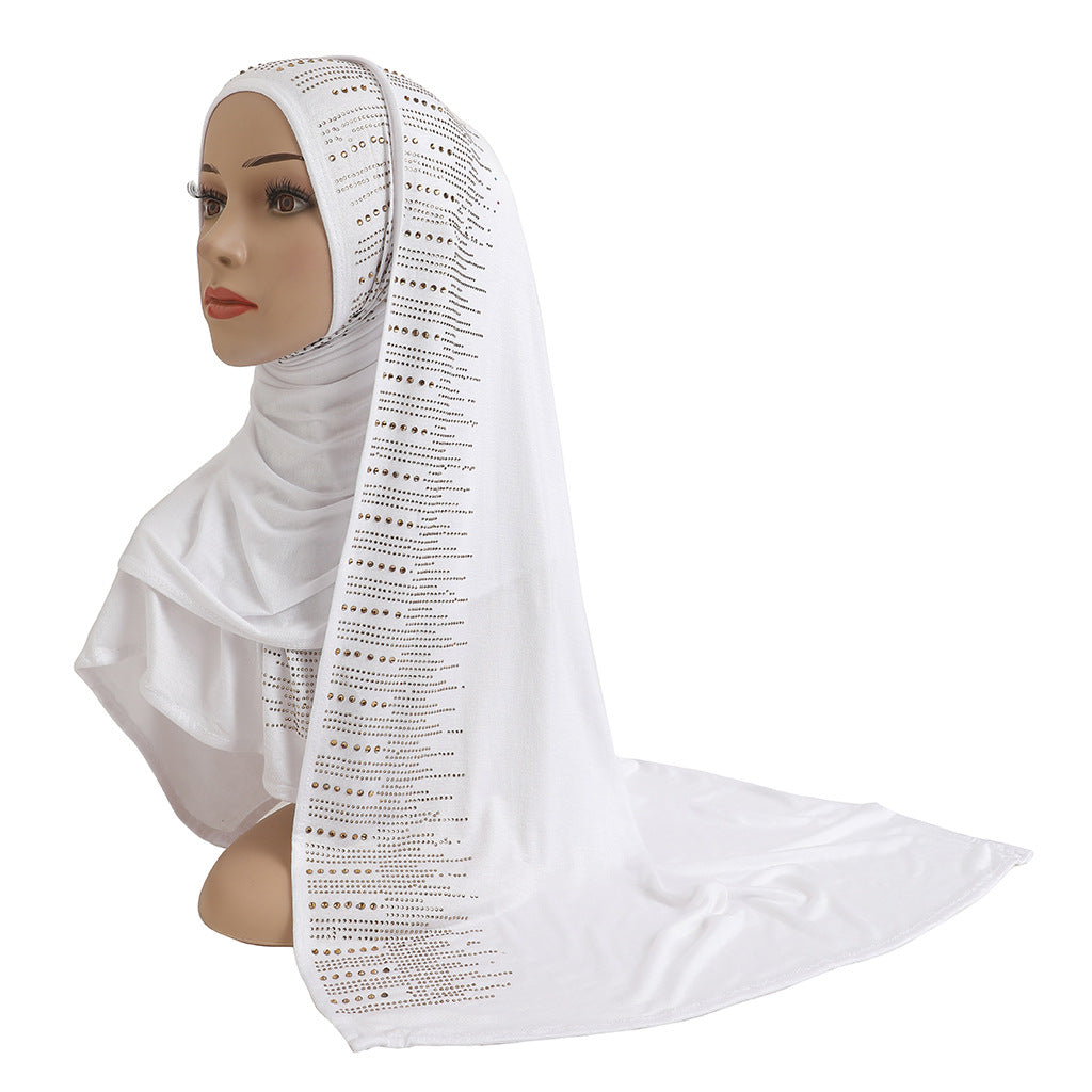 H204 Mercerized cotton plain Gold stamping instant hijab