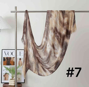 SS008  Modal Dreamy Tie-Dye Short Tassel Crinkle Hijab