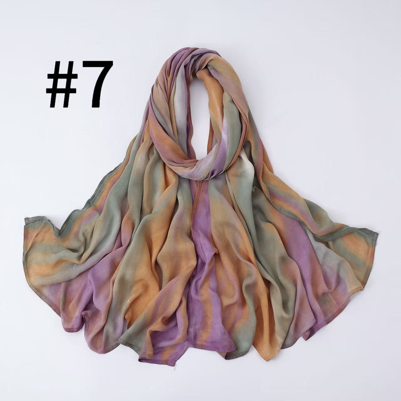 SS010 Breathable Sun-Protective Modal Tie-Dye Crinkled Hijab