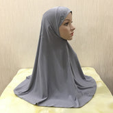 H108 hot stamping rhinestone plain instant hijab turban hat