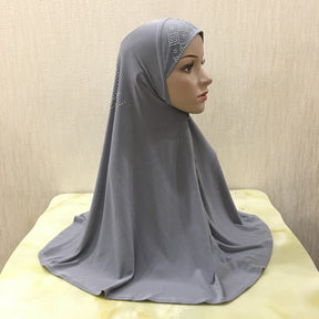 H108 hot stamping rhinestone plain instant hijab turban hat