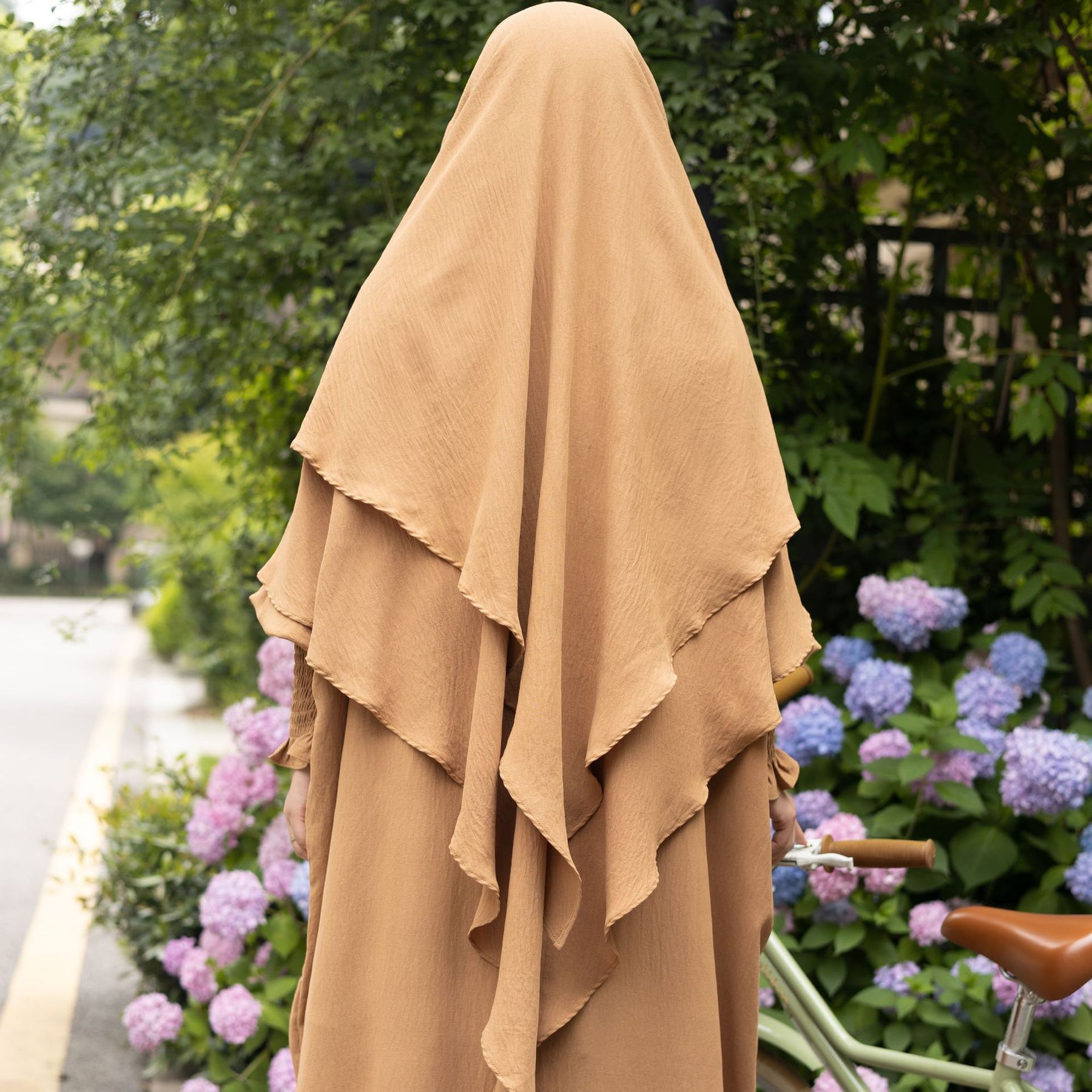 LR616+HJ908  Plain Polyester Batwing Dress + Hijab Set