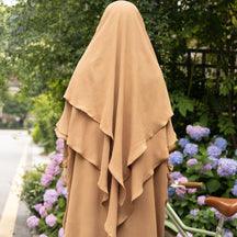 LR616+HJ908  Plain Polyester Batwing Dress + Hijab Set