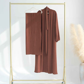 LR726 Plain Viscose Abaya Two-Piece Set + Hijab
