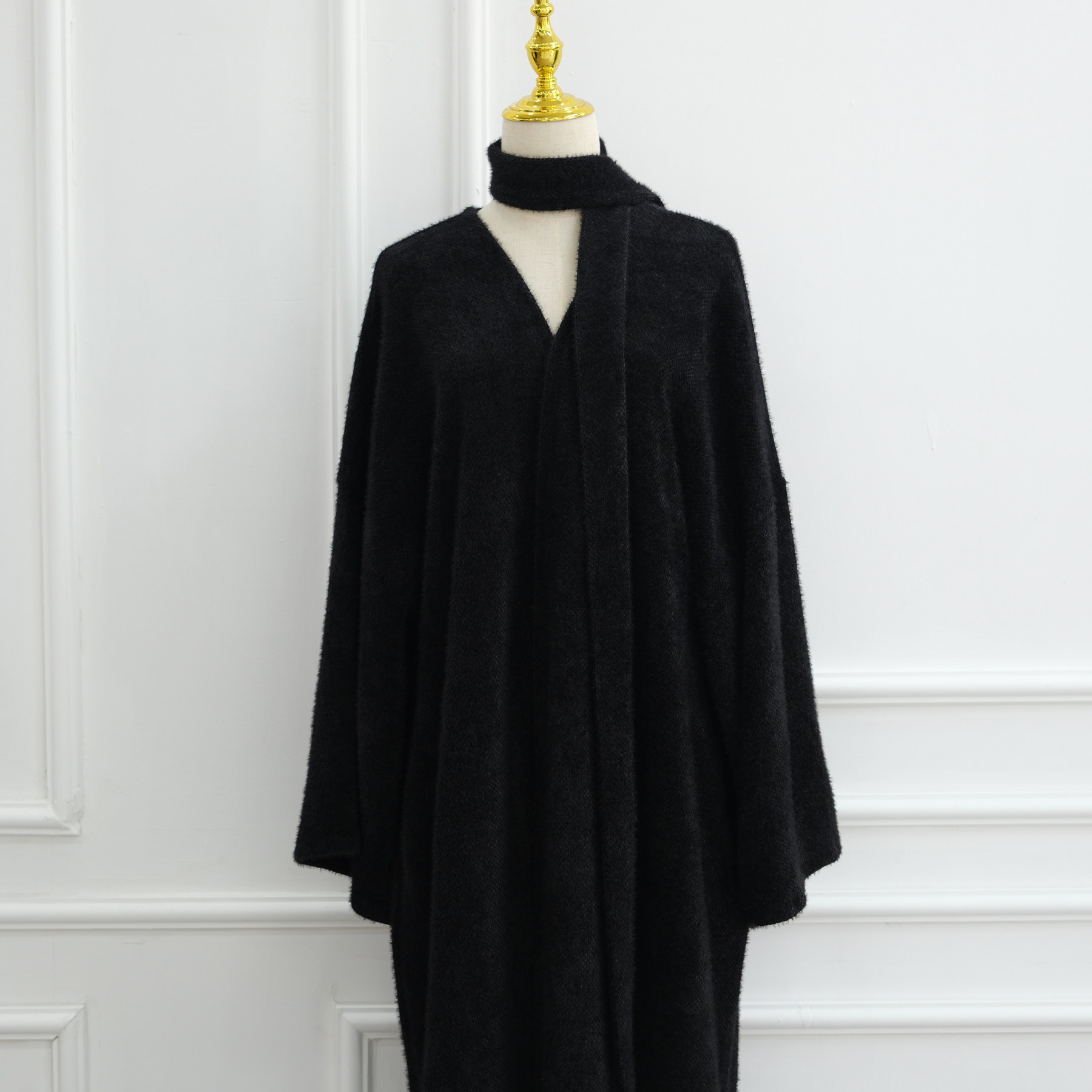 LR1125  Thick Winter Abaya Cardigan with Belt