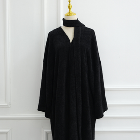 LR1125  Thick Winter Abaya Cardigan with Belt