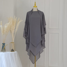 HJ909  Plain 3-Layer Polyester Prayer Hijab