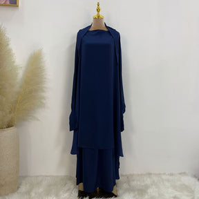 LR618  Plain Flared Abaya Dress Set - Casual Everyday Wear