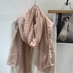 色 麻薄款 Plain Linen Lace Cotton Hijab - Color Option