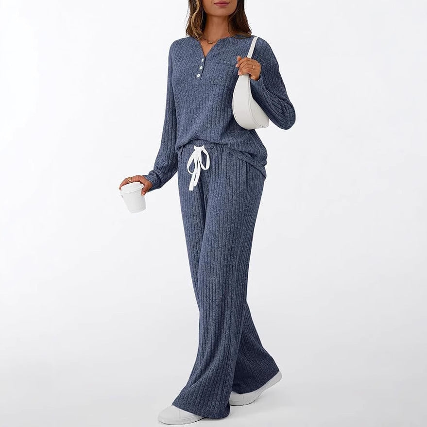 88516  Women's New Spring Jersey Ribbed Brushed 2-Piece Set