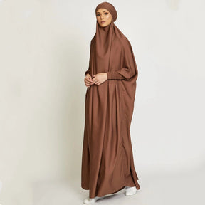 FG20-21484  Solid Nida Loose Sleeve Scarf Long Dress