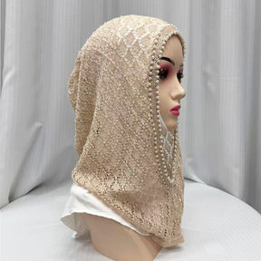 F053  Hollow-out Shiny Thread Beaded Headwrap Jersey Cap