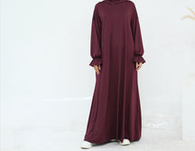 LR958  Plain Polyester Plus Size Long Sleeve Hooded Casual Dress