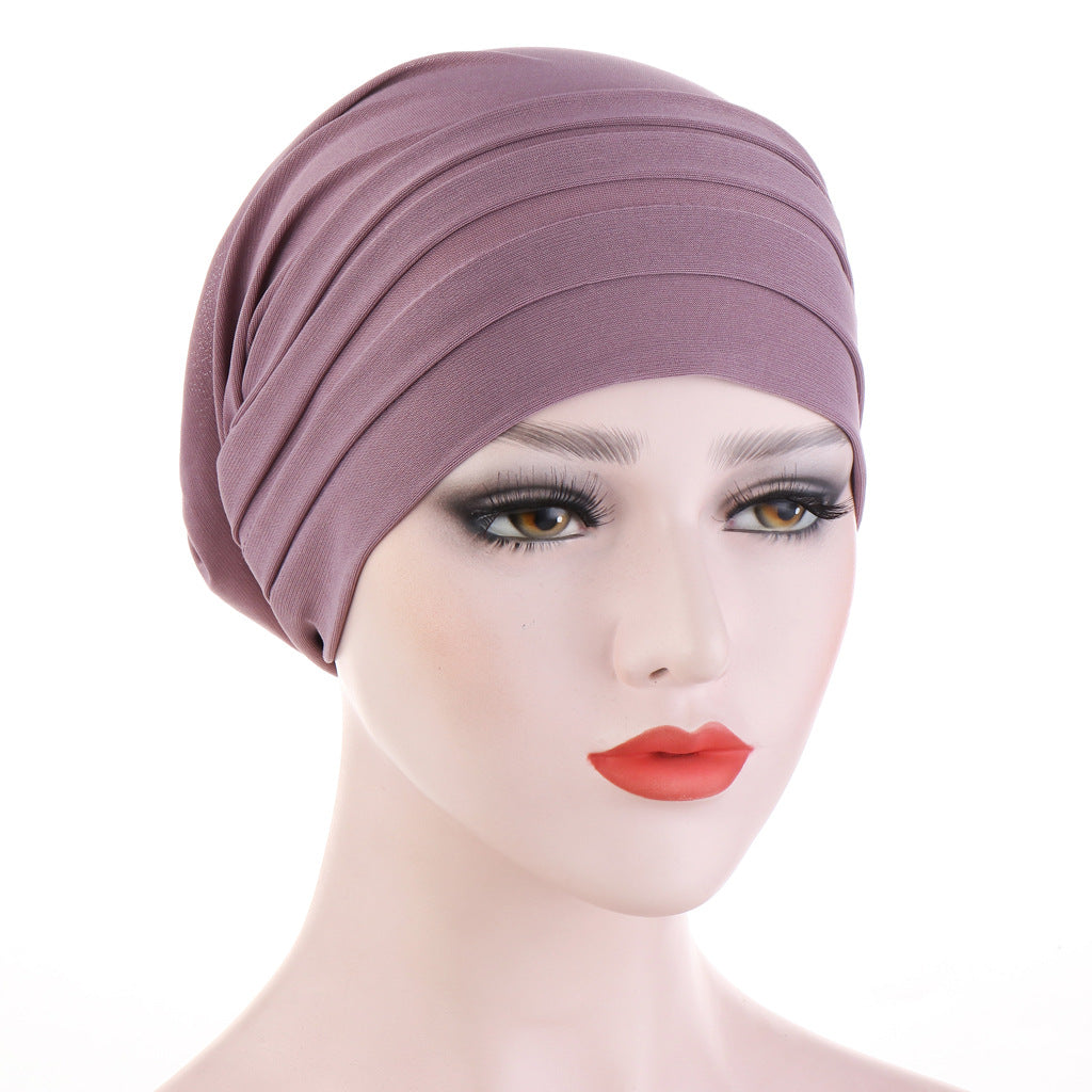 TJM-水晶麻三条杠 plain hijab turban hat