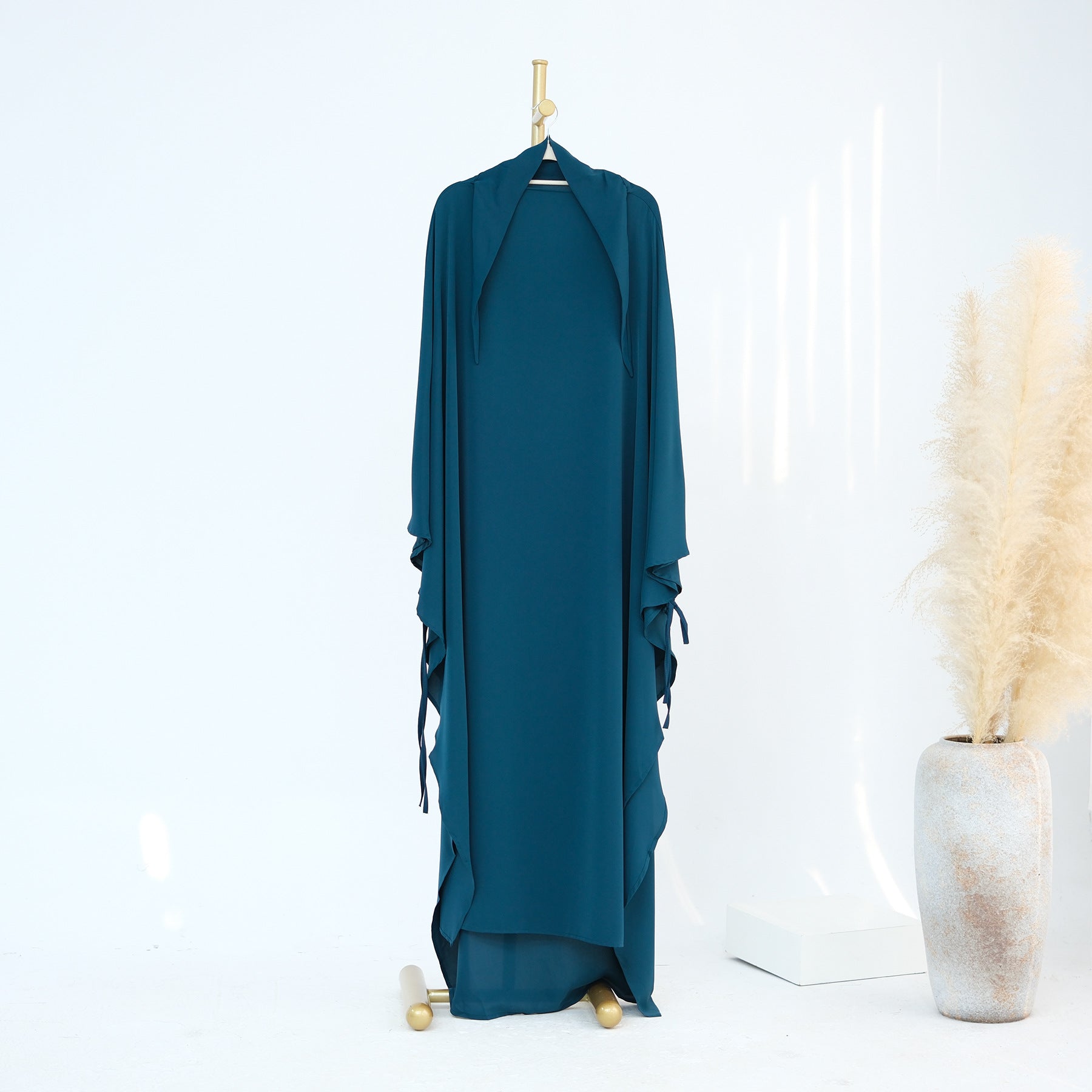 HJ931  Plain Nida Flared Khimar Hijab