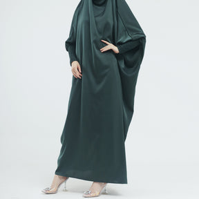 LR484   Plain plus size hijab-integrated dress