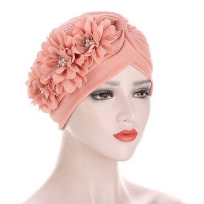 TJM-西瓜帽贴三朵花 plain hijab turban hat