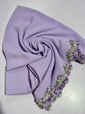 198#  Floral Embroidered Polyester Open Abaya + Slip Dress Set - Hijab sold separately