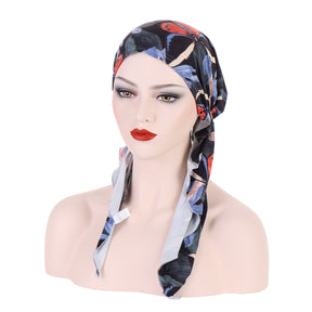 8358 Curved floral pullover cap