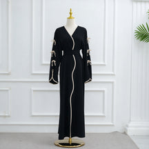 LR962+LR1003 Plain Bow Abaya Dress Set