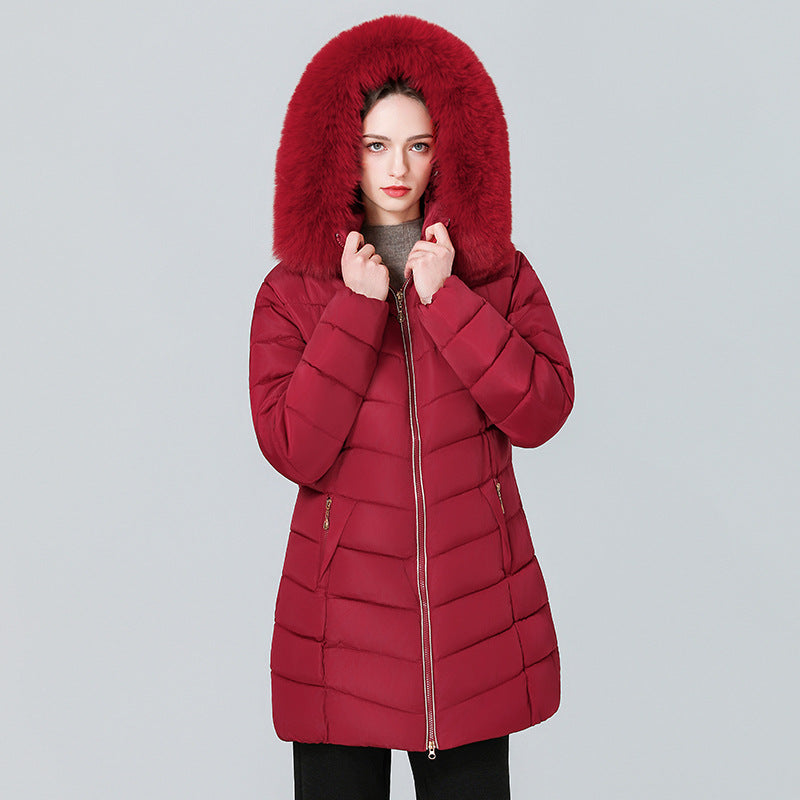 YAXF-8809  Women's Mid-Length Slim Winter Cotton-Padded Puffer Jacket
