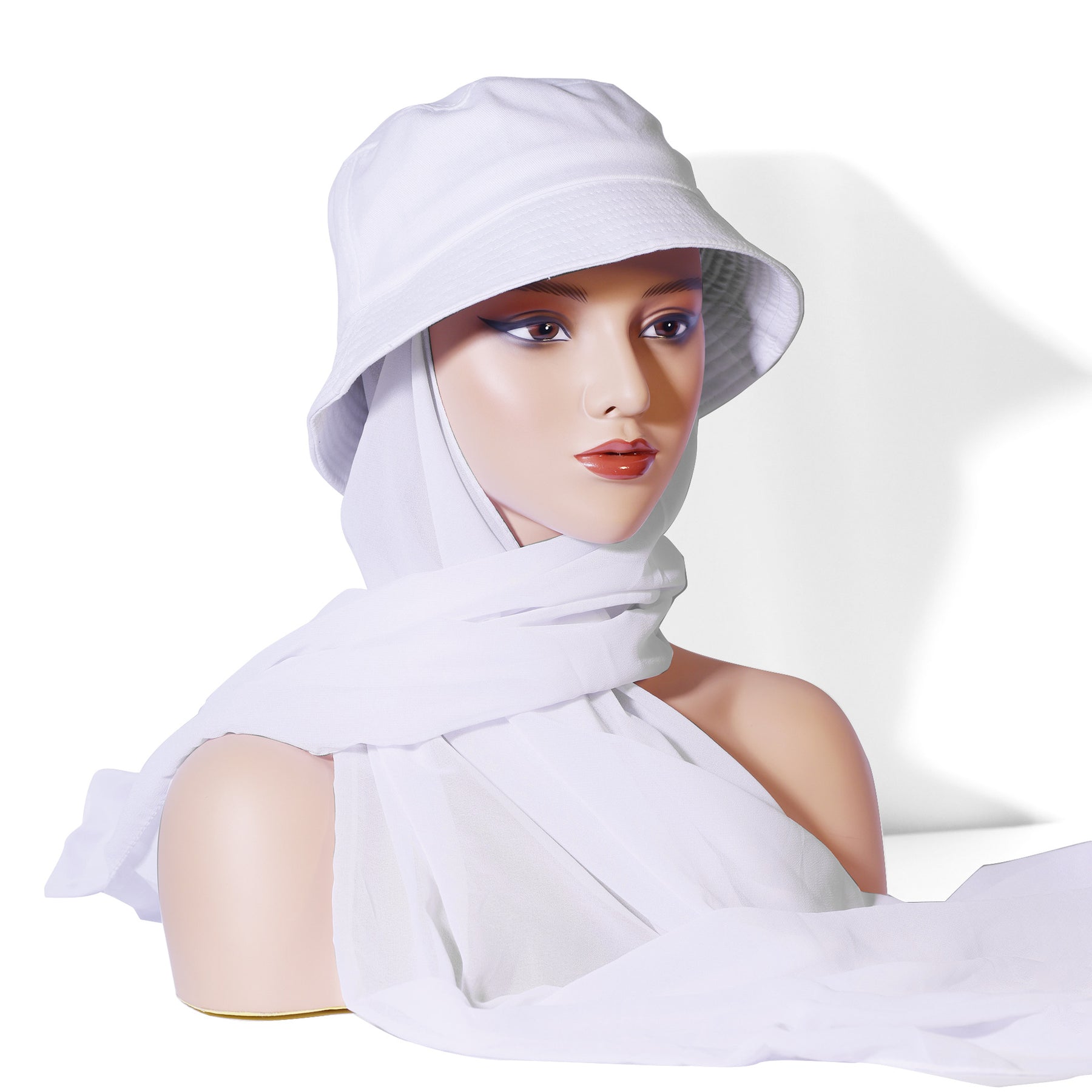 IUG-01  New fashion monochrome suit headscarf solid color chiffon plus fisherman hat scarf hat