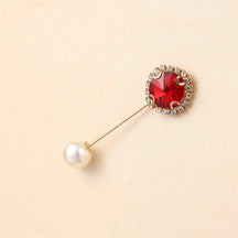 55646  Crystal Brooch with Colorful Zircon Gemstones, Long Pin