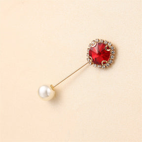 55646  Crystal Brooch with Colorful Zircon Gemstones, Long Pin