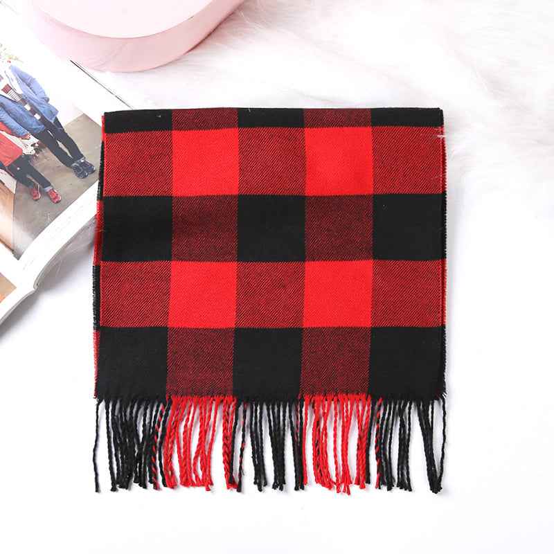 TL-32  Fashion Plaid Faux Cashmere Scarf