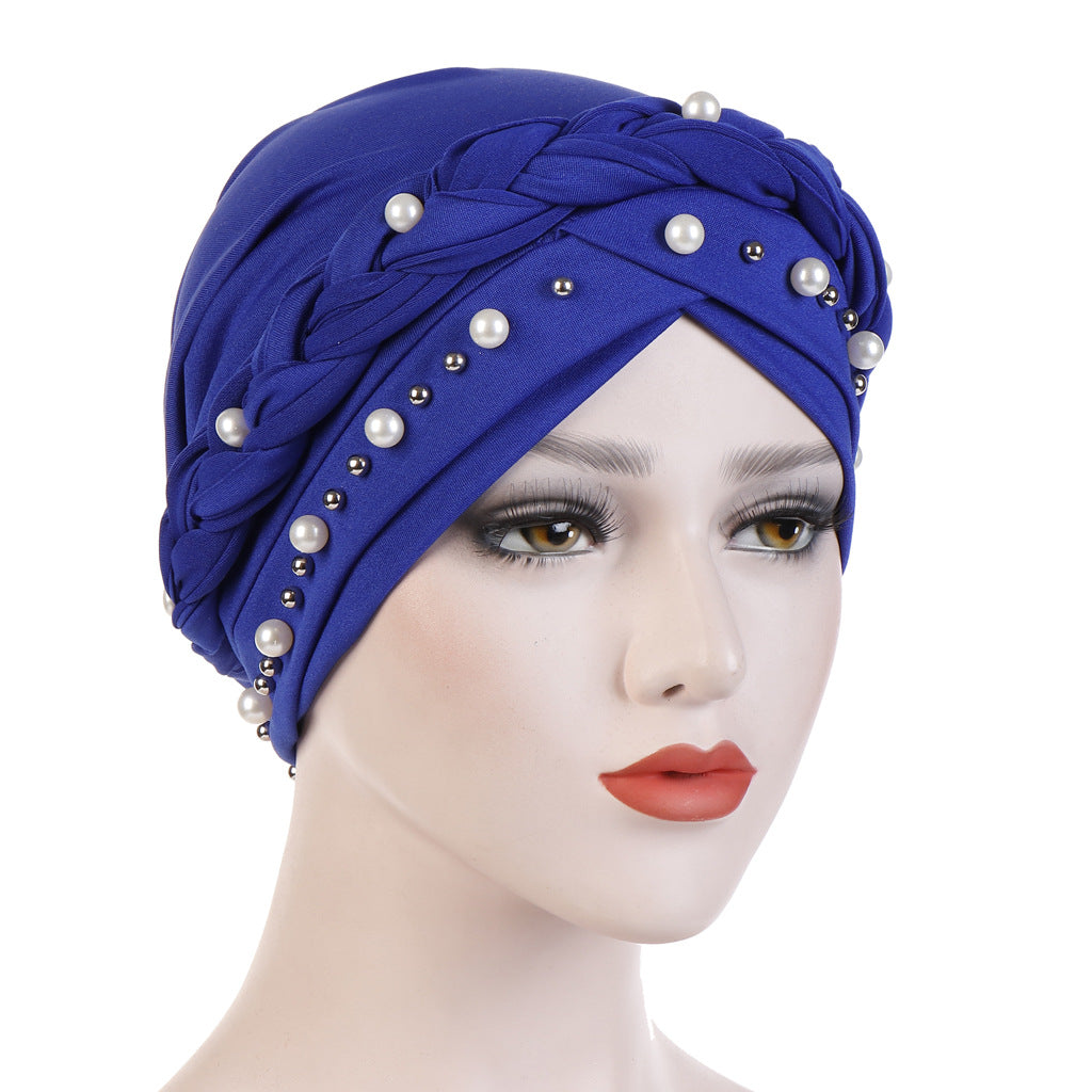 TJM-短辫大小珠 pearl hijab turban hat