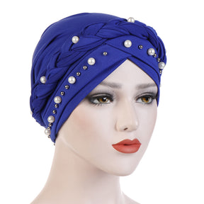 TJM-短辫大小珠 pearl hijab turban hat