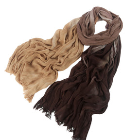 SS009  Modal Tie-Dye Oil Painting Style Two-End Fringed Crinkled Hijab