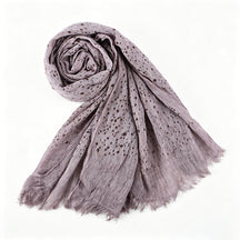 WJ197  Plain Polka Dot Polyester Crinkle Hijab with Short Fringe