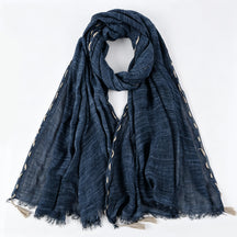 YC008  Crinkle Drawstring Polyester Fringe Tassel Hijab