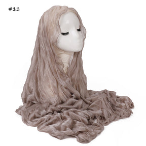 YZ327  Plain breathable glossy stretchy crinkled chiffon hijab