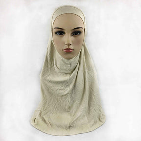 HY016  Plain Mercerized Cotton Jersey Instant Hijab + Jersey Cap Set