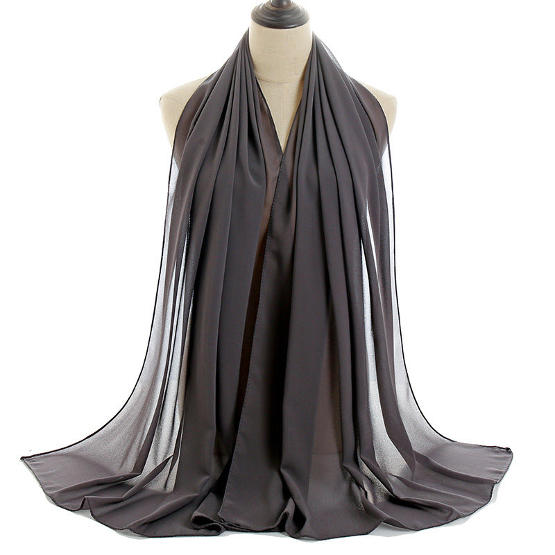 YW016  Plain pearl chiffon hijab