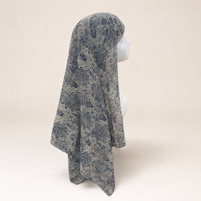 JBXF000  Printed Chiffon Hijab + Attached Tie Back Cap