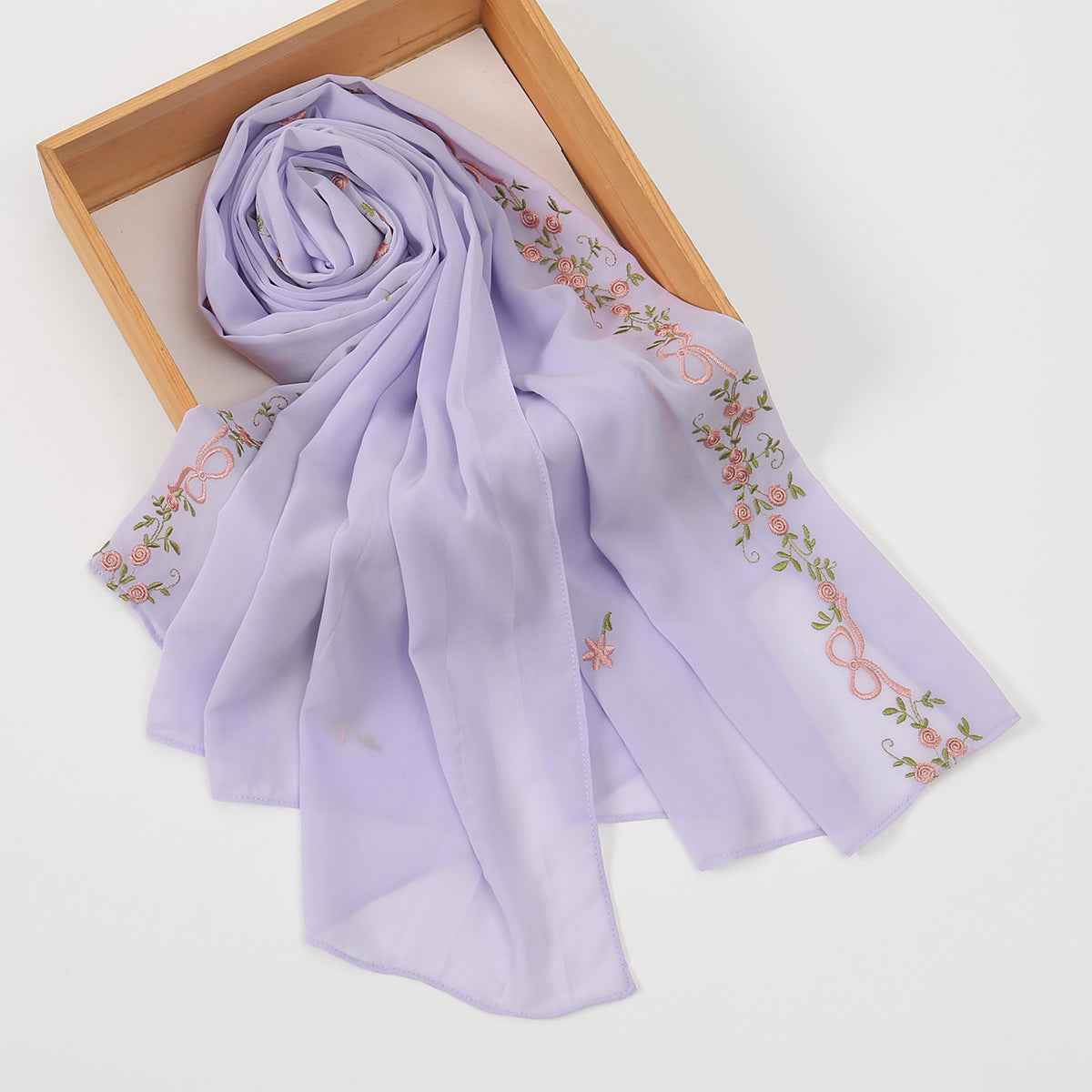 VE122 Embroidered Chiffon Hijab