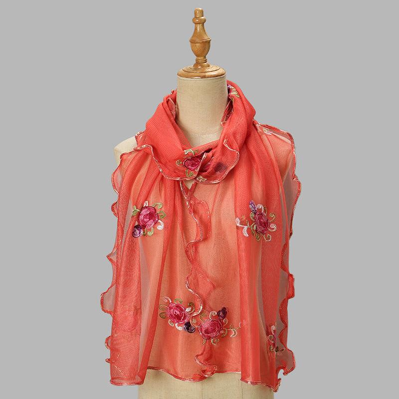 YSY559 Exquisite yarn embroidered scarf shawl