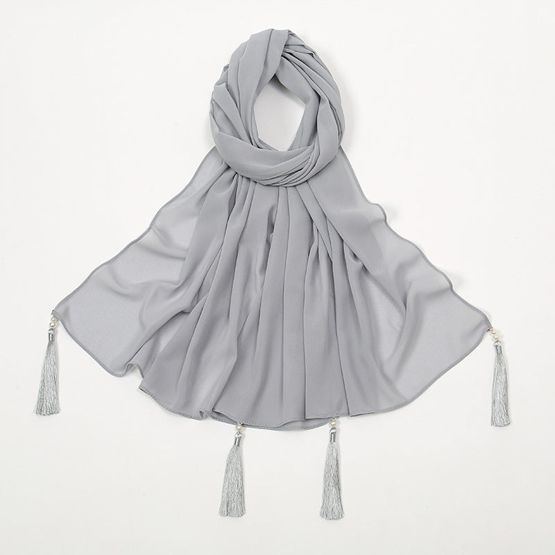 YW016U Fully matched solid color bubble scarf/hijab