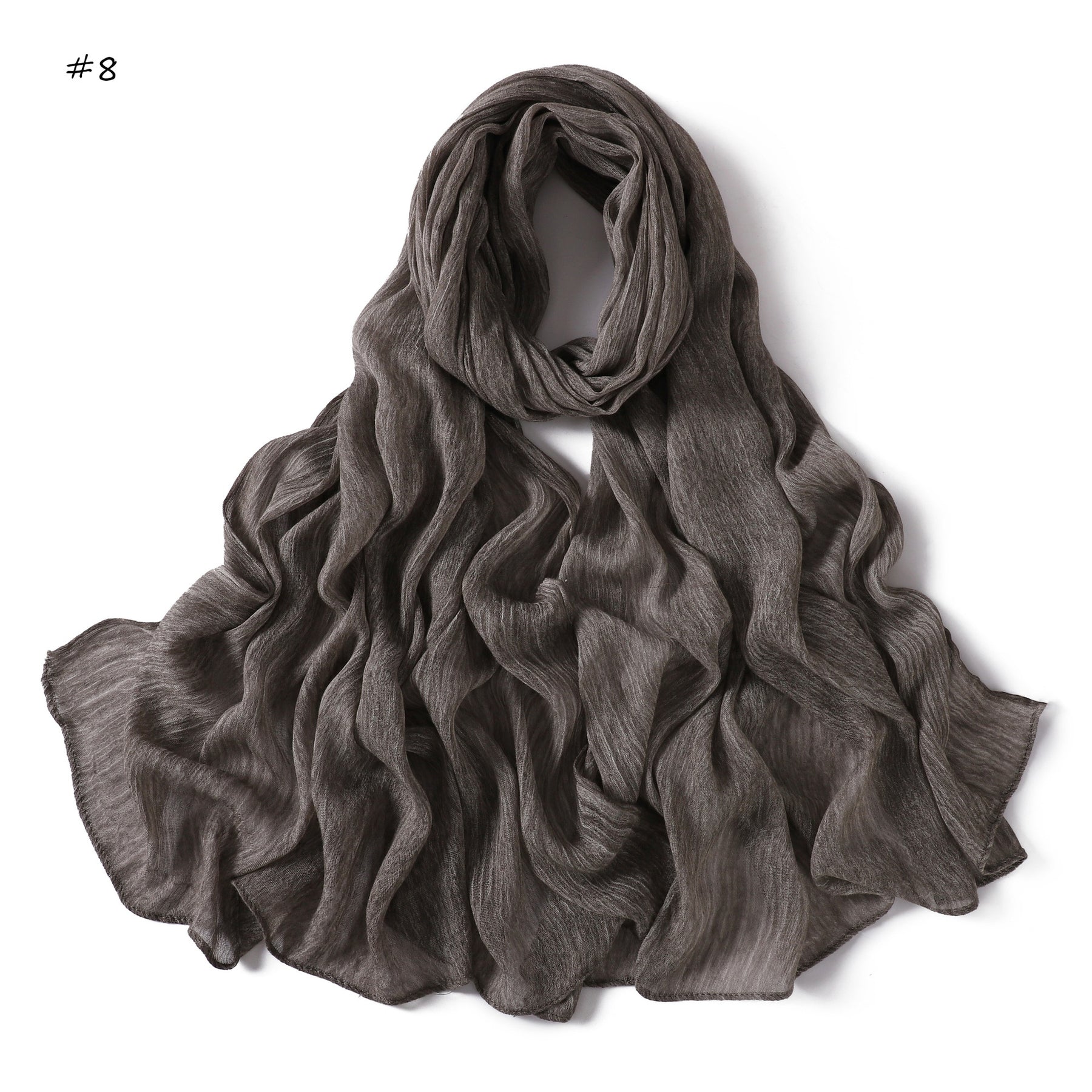 YZ322  Plain Washed-Dye Modal Crinkle Rolled-Edge Hijab