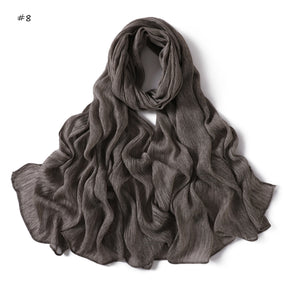 YZ322  Plain Washed-Dye Modal Crinkle Rolled-Edge Hijab